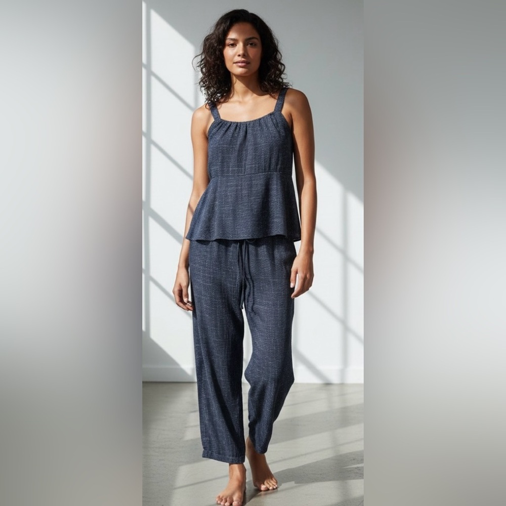 Cabi blue/white Squared 2-Piece Summer Pant Suit Size Small